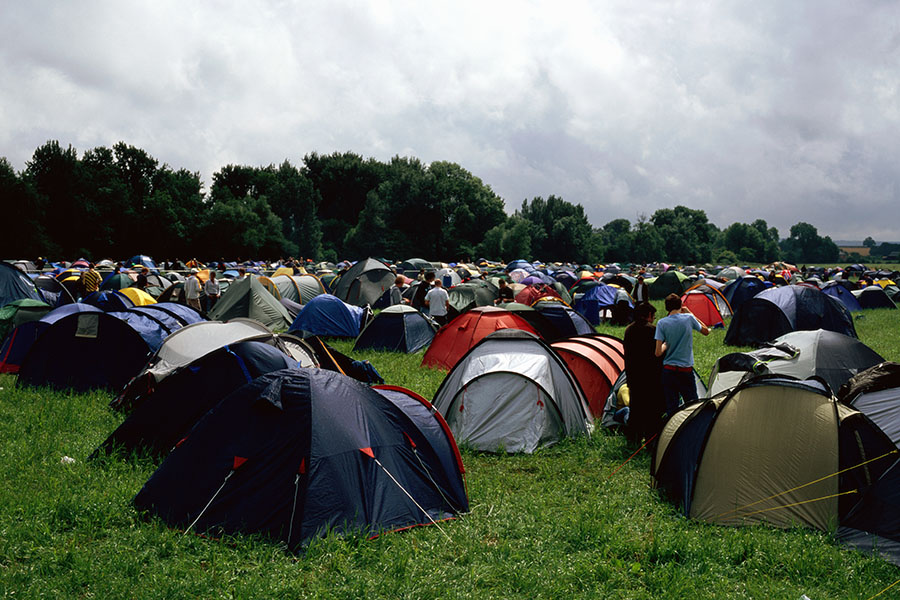 Camping field full of tents