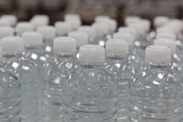 Close-up view of bottles of water